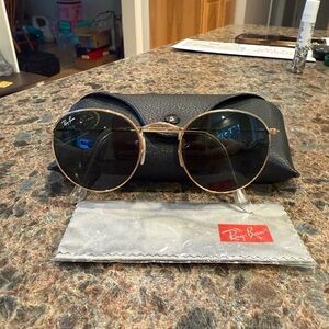 Ray-Ban Gold Frame Sunglasses with Black Lenses